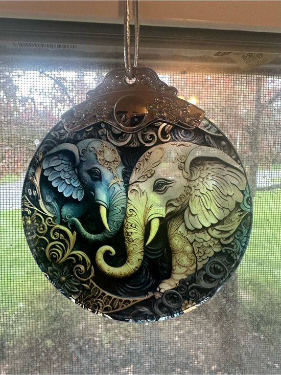 Other - Elephant Ornament, Stained Glass Hanging Ornament ~ NIB